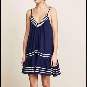9seed 
St. Tropez Ruffle Mini Dress, Navy/White Trim, One Size